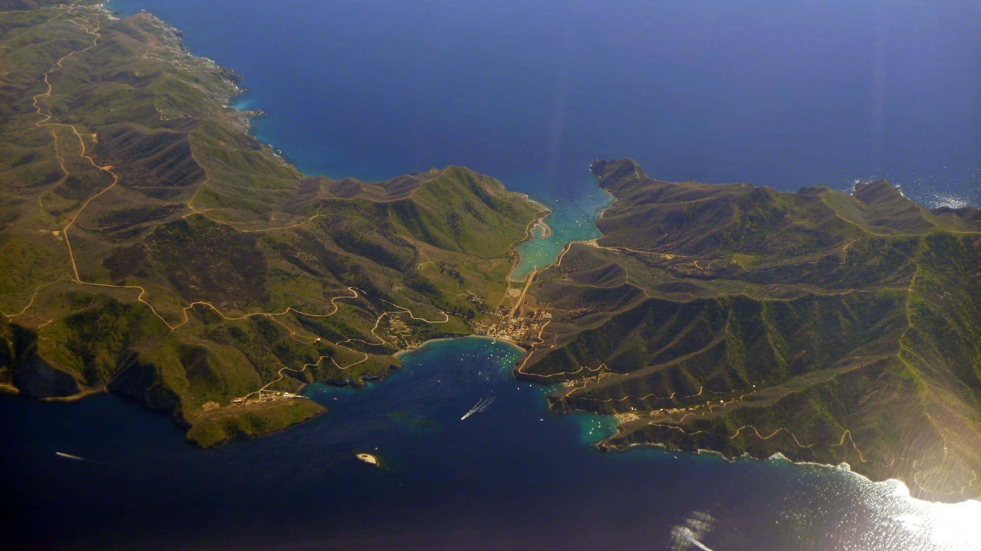 Aerial view of the isthmus near Two Harbors